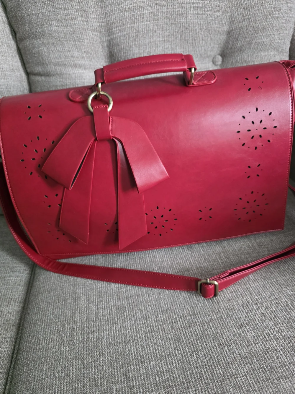Walasa Red Split Leather Vintage Briefcase Laptop Bag - Pristine Like New!